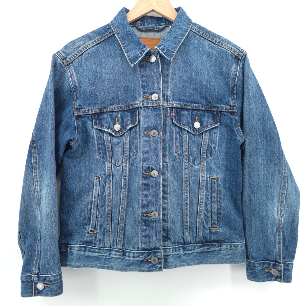 Levi's Womens Denim Trucker‎ Jacket Premium Medium Blue Wash Classic Layering